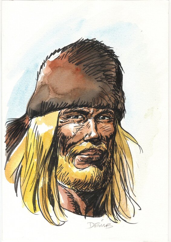 Derib, Portrait Buddy Longway - Illustration originale