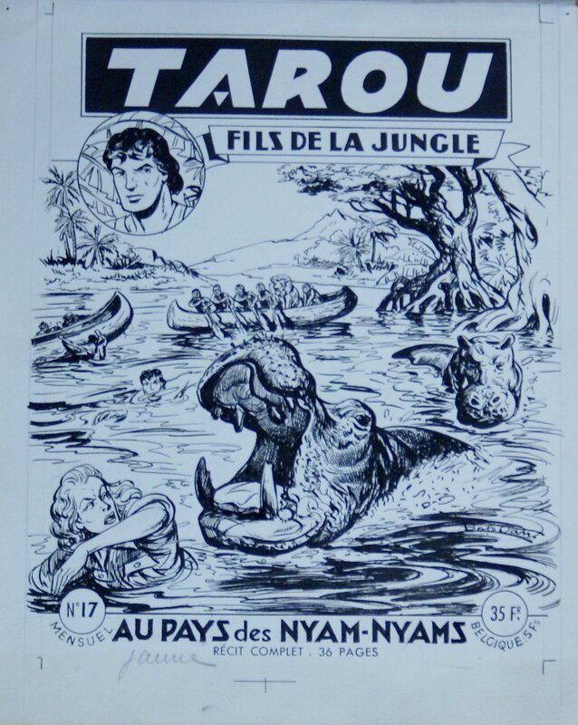 Bob Dan, couverture de Tarou 17, au pays des Nyam Nyam - Planche originale