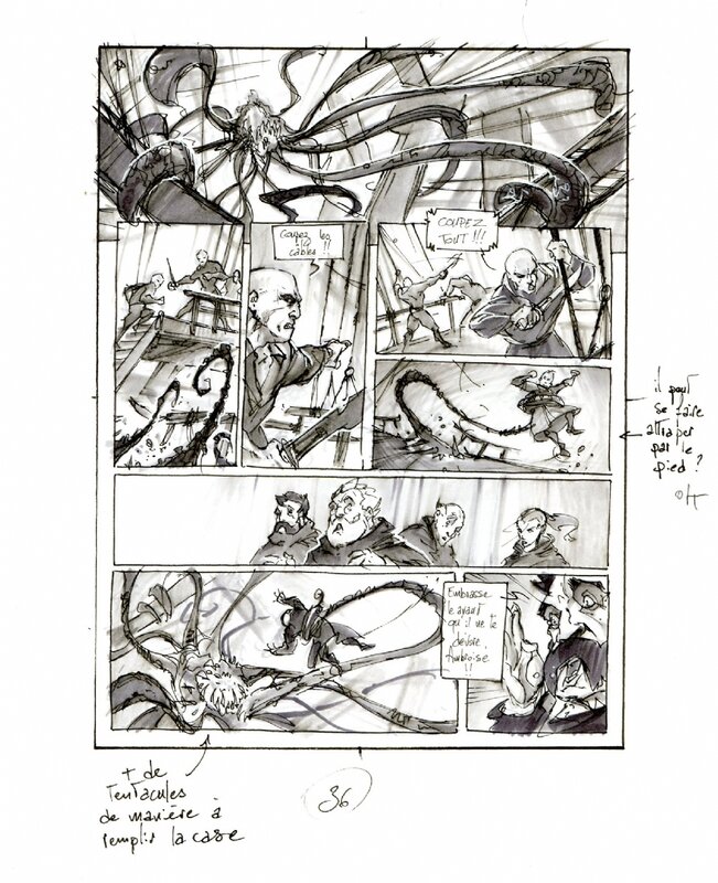 Anthony Jean, La Licorne T2 Pl 36 Storyboard - Planche originale