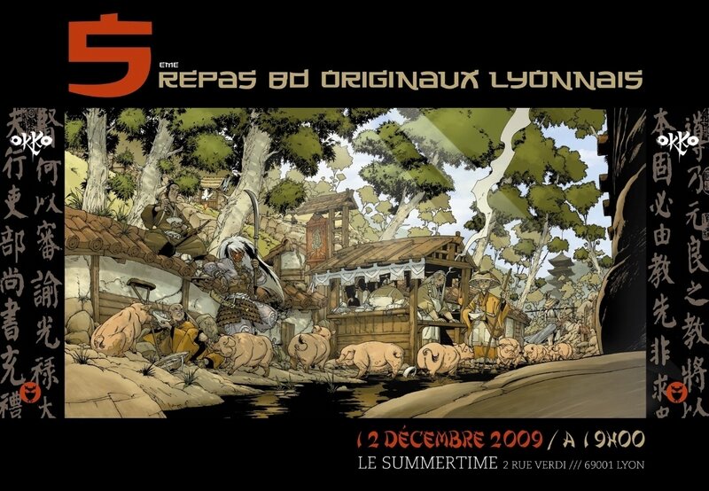 Hub, Affiche pour le 5ème repas Originaux BD de Lyon du 12 décembre 2009 - Illustration originale