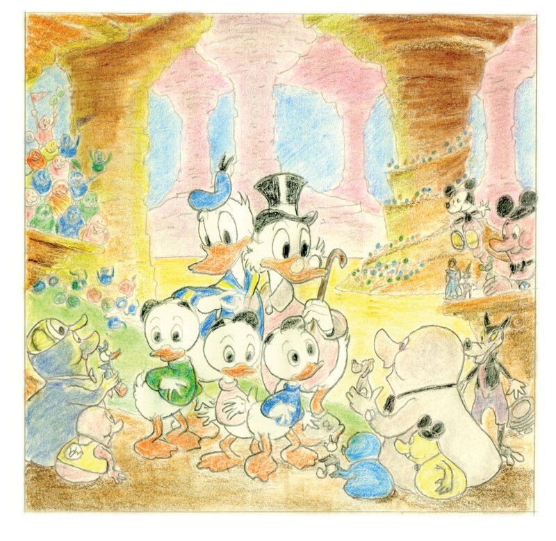 Carl Barks colored drawing Which Disney Theme Park is This? - Original Illustration