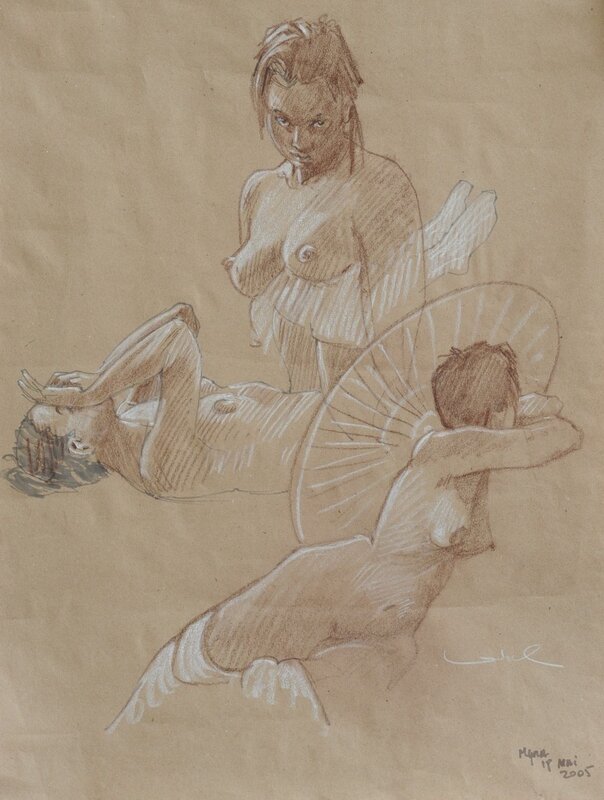 Croquis - nu par Régis Loisel - Illustration originale