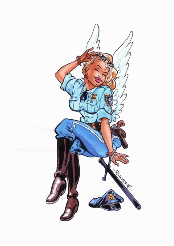Pinup ailée by Félix Meynet - Original Illustration