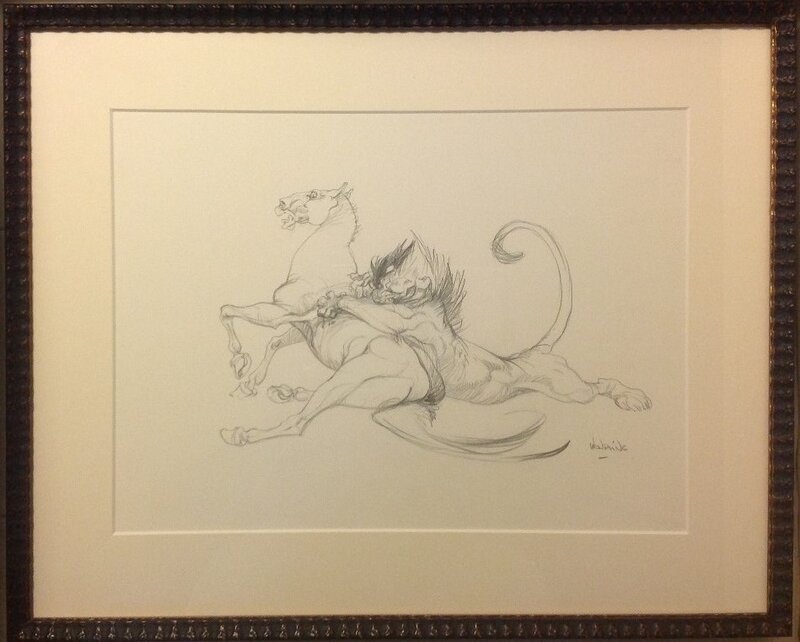 Lion et Cheval by Claire Wendling - Original Illustration