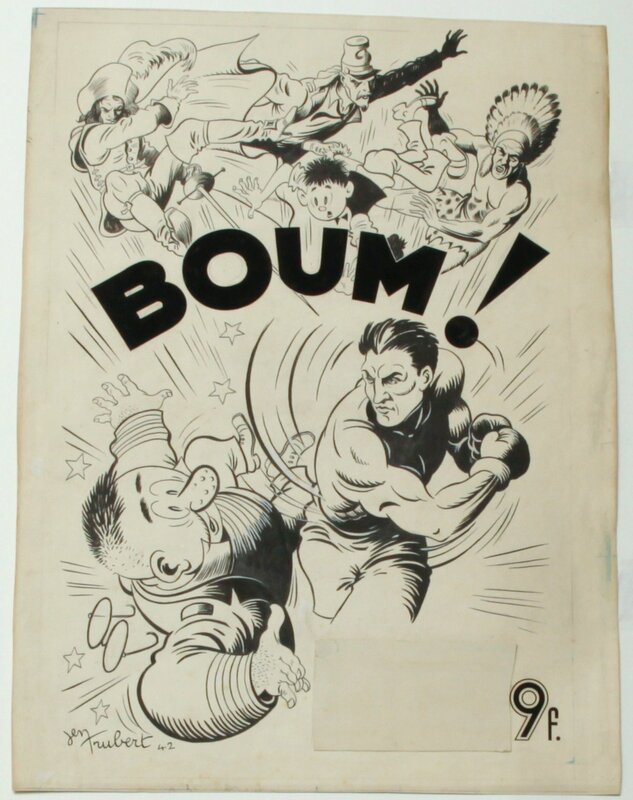 Jean Trubert, Boum !  couverture reliure 1942 - Planche originale