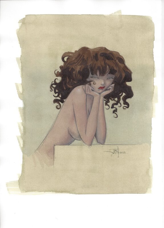 Pin up boudeuse par Jean-Baptiste Andréae - Illustration originale