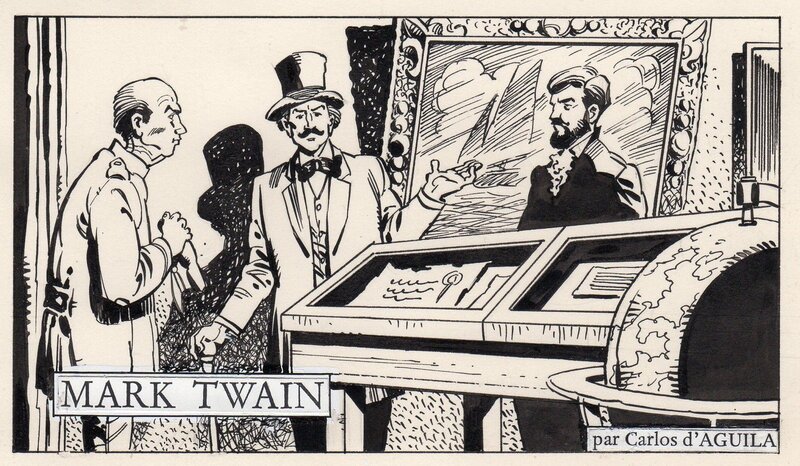 Leopoldo Sanchez Ortiz, Leopoldo Sanchez, Illustration pour un article consacré à Mark Twain - Aredit, magazine inconnu - Illustration originale