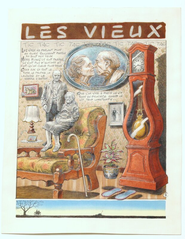 Jean Solé, Les Vieux - planche 1 - Illustration originale