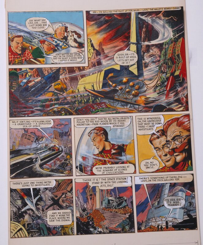 Frank Hampson, Harold Johns, The RED MOON MYSTERY -  Planche remontée de Dan DARE - Comic Strip