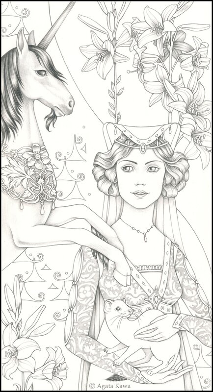 Dame à la licorne by Agata Kawa - Original Illustration