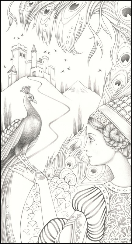 Dame au paon by Agata Kawa - Original Illustration