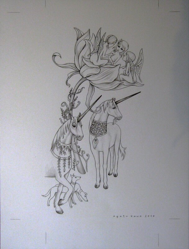 Agata Kawa, Le jardin des licornes 1 - Illustration originale