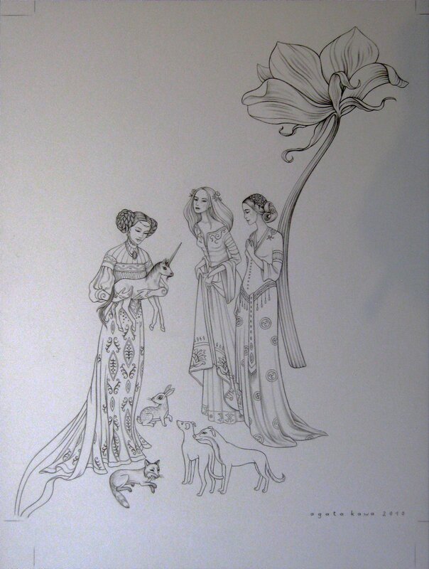 Agata Kawa, Le jardin des licornes 2 - Original Illustration