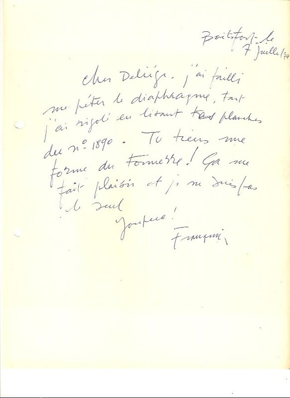 Lettre par André Franquin - Œuvre originale