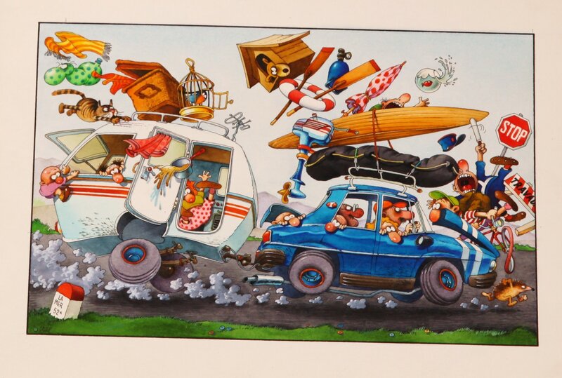 Jean-Jacques Loup, N7 ... ROUTE DES VACANCES !! - Illustration originale