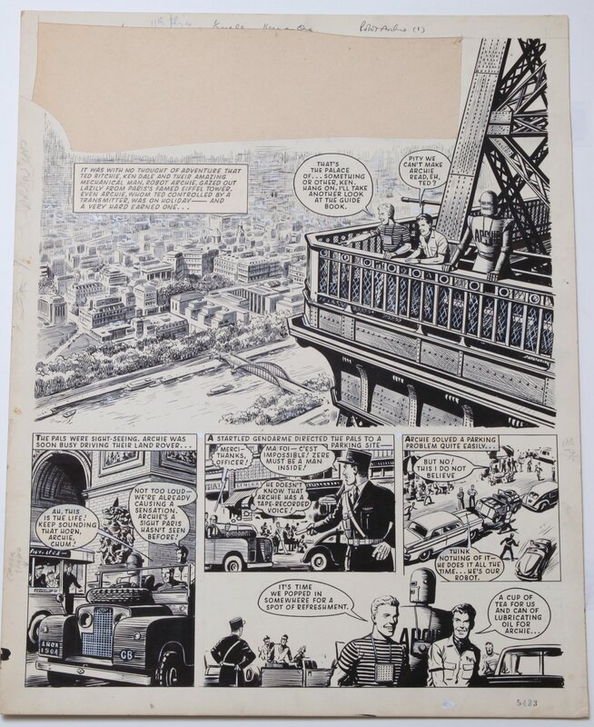 Ted Kearon, Archie & THE MOLE MEN - LA TOUR EIFFEL !! - Planche originale