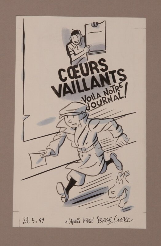 D'apres HERGE !! par Serge Clerc - Planche originale