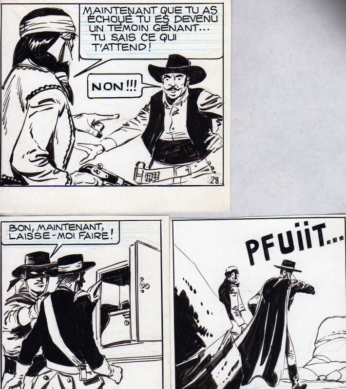 Jean Pape, Trois cases de Zorro - Planche originale