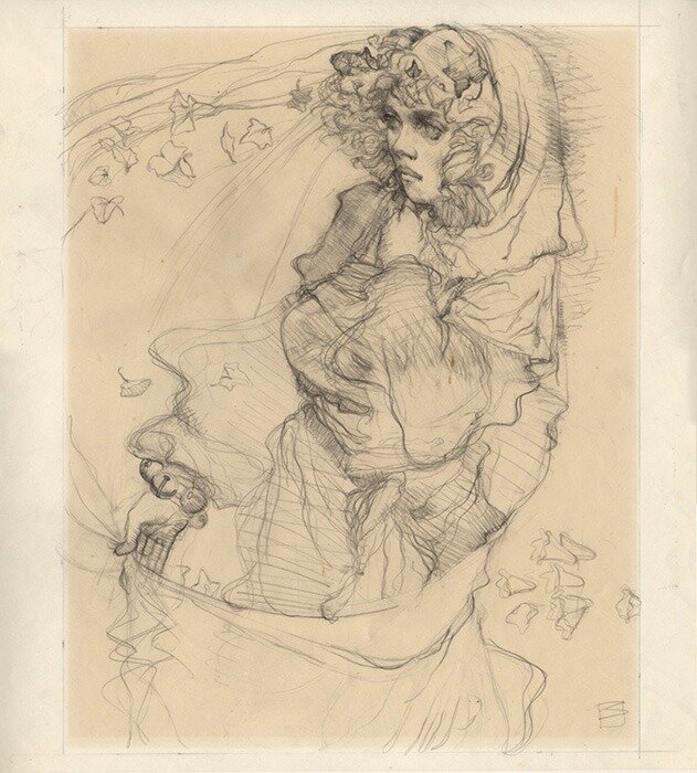 Jeune fille aux clochettes par Jeffrey Jones - Original Illustration