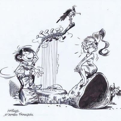 Jean-Marc Krings, En hommage à Franquin Gaston et Jeanne. - Illustration originale