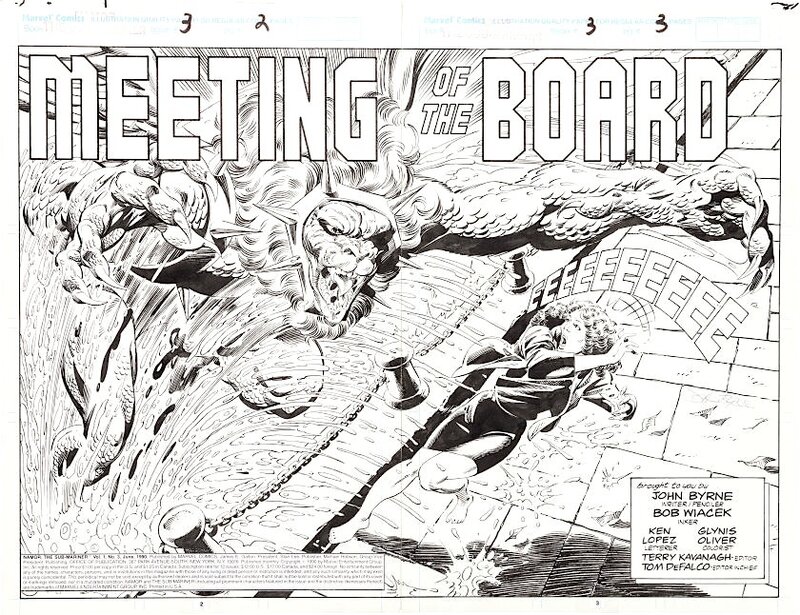 John Byrne, Bob Wiacek, NAMOR THE SUB-MARINER: MEETING OF THE BOARD DOUBLE-PAGE SPLASH - Comic Strip