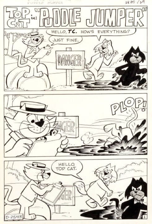 Ray Dirgo, Top Cat #13 - PUDDLE JUMPER Title Page, 1972 - Planche originale