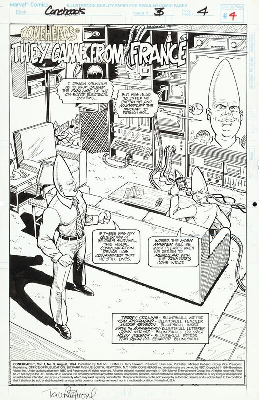 Tom Richmond, Marie Severin, CONEHEADS #3 p.4, THEY CAME FROM FRANCE, Title Page, 1994 - Comic Strip