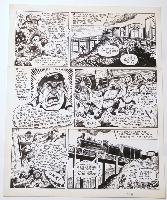 Geoff Campion, Captain HURRICANE Valiant  1960 -  parodie des récits de guerre british.. - Comic Strip