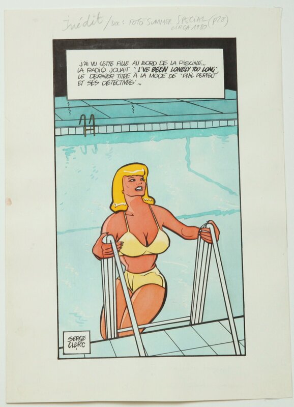 Serge Clerc, J'ai vu une fille au bord de la piscine ! - Planche originale