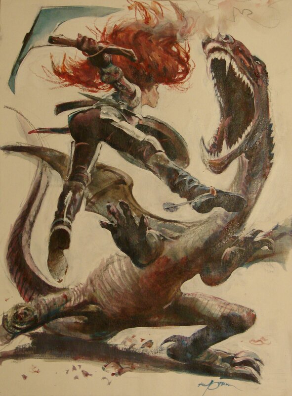 Dragon - commission par René Follet - Illustration originale