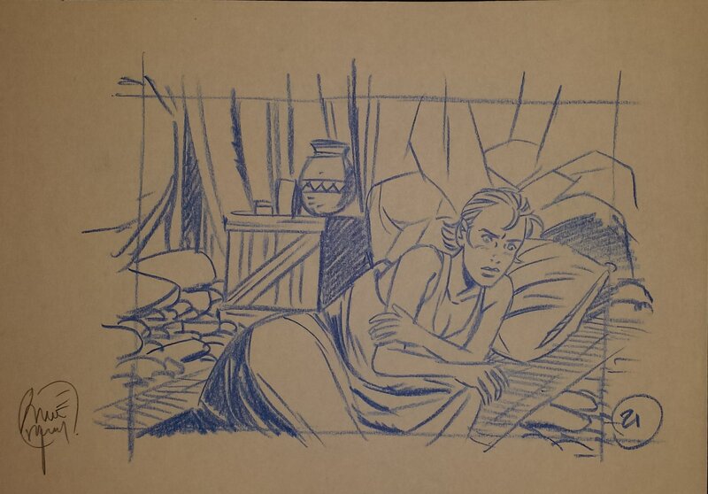 André Taymans, CP Les Filles d'Aphrodite T2 P21 Case 7 - Original art