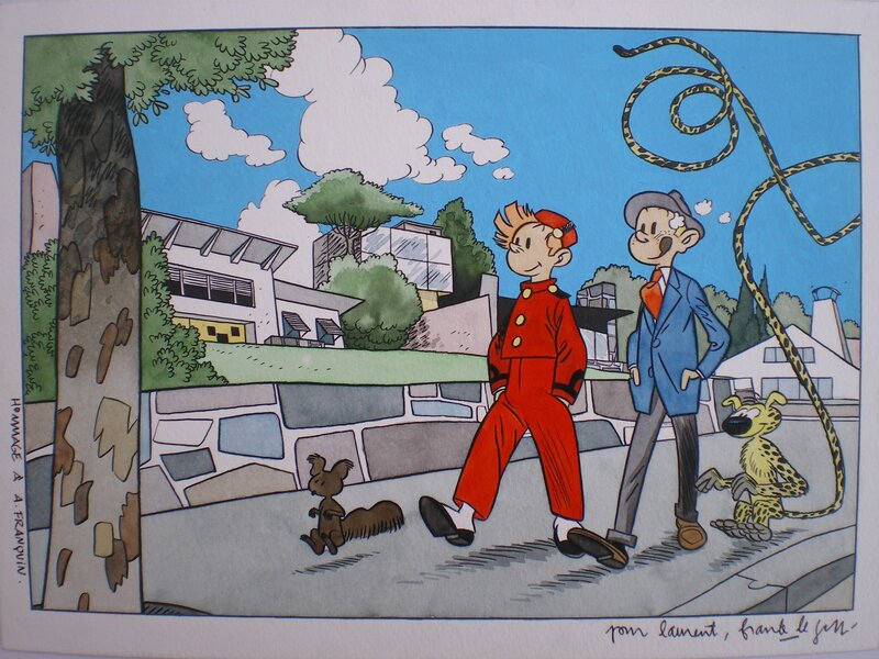 Hommage à Franquin par Frank Le Gall - Illustration originale