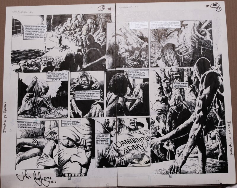 John Ridgway, Jamie Delano, Satan bouche un coin !!  double page 10-11 - Planche originale