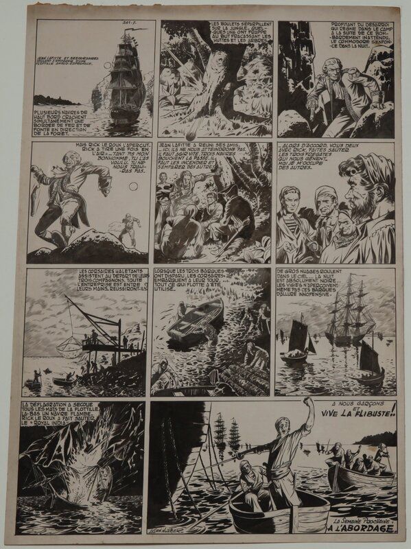 Lucien Nortier, Jean Lafitte le dernier fiblustier Vaillant 241 du 26/12/1949 - Planche originale