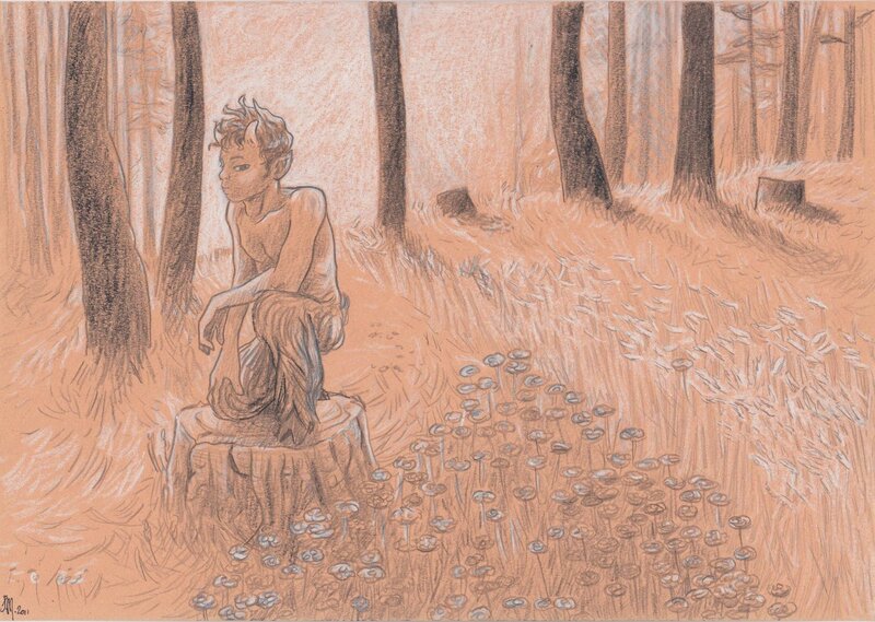Julie Maroh, The forest and the faun or The faun and the forest. - Illustration originale
