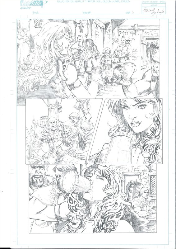 Adriano Batista, Red Sonja- Planche 2 - Original Illustration