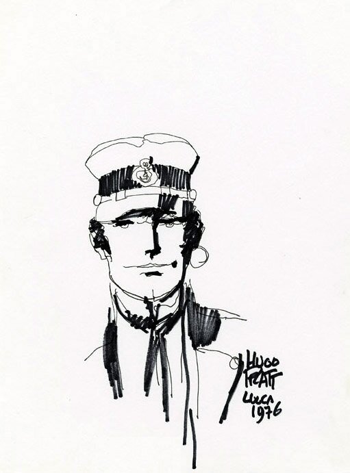 Hugo Pratt  Corto Maltese dedicace 1976 - Sketch