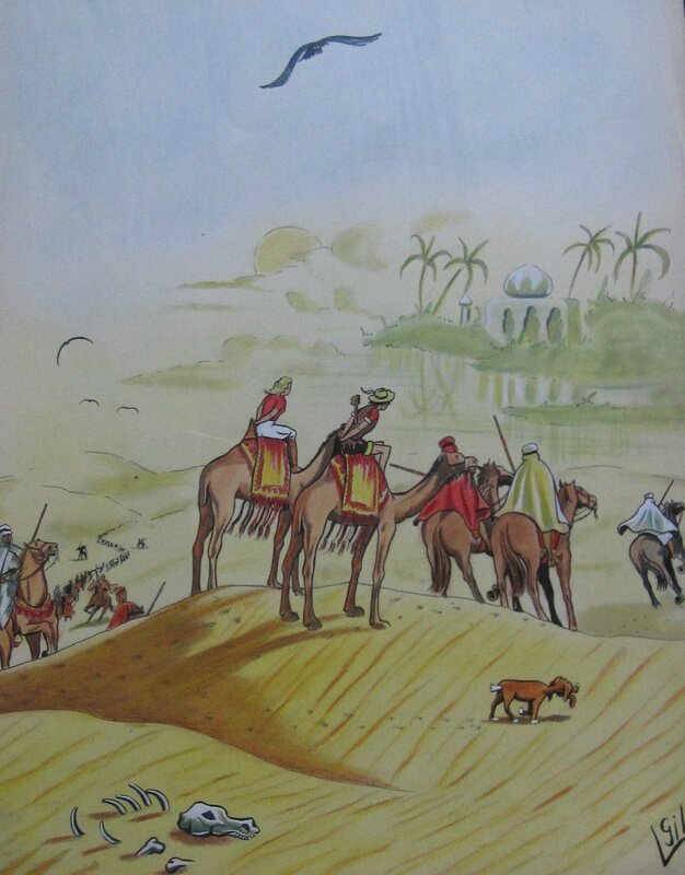 Gillet, Nico au désert - Revue Grand Coeur, 1946 - Original Illustration