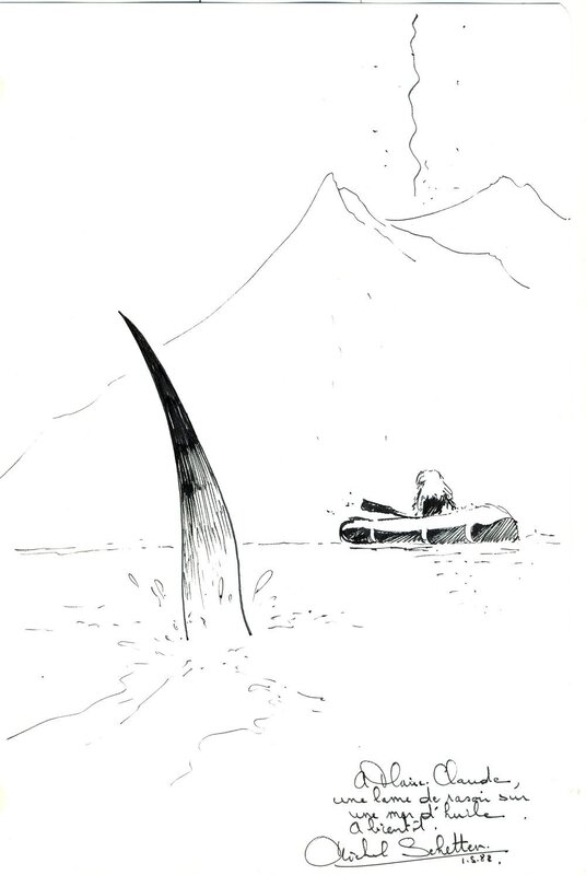 Michel Schetter, Dédicace sur feuille - Sketch