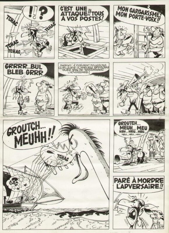 Marcel Remacle, Le Vieux Nick et Barbe Noire n° 6, «  Dans la Gueule du Dragon », planche 20, 1961. - Comic Strip