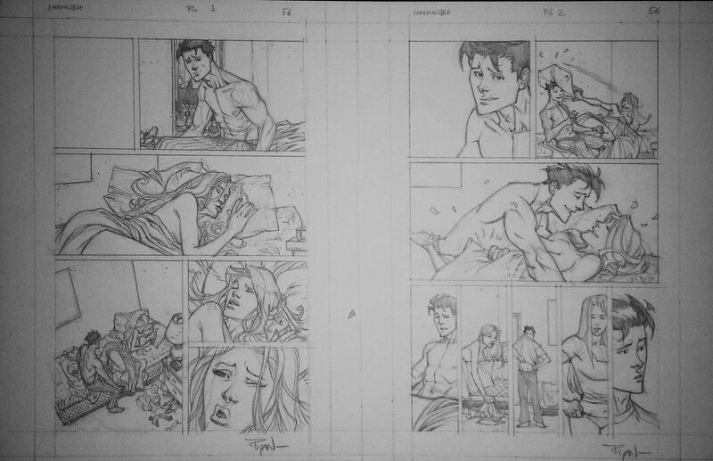 Invicible #56 P1-2 par Ryan Ottley - Planche originale