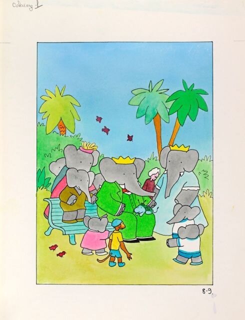 Babar par Jean De Brunhoff - Illustration originale