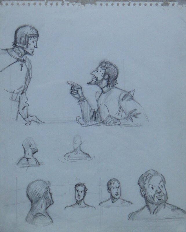 Jacobs - 1956 - L'énigme de l'Atlantide , croquis préparatoires - Planche originale