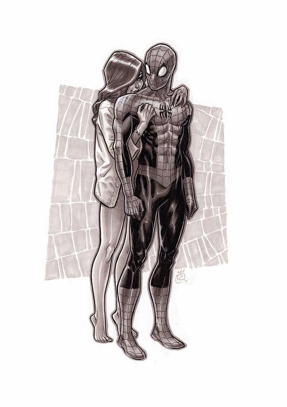 Spidey et M-J by Mathieu Reynes - Original Illustration