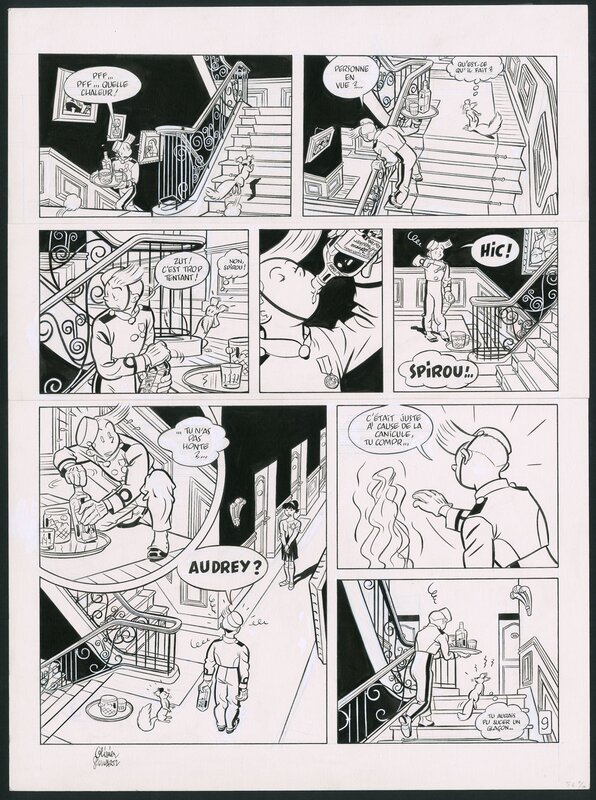 Olivier Schwartz, Yann, 2014-Spirou: la Femme Léopard (PL 9) - Planche originale