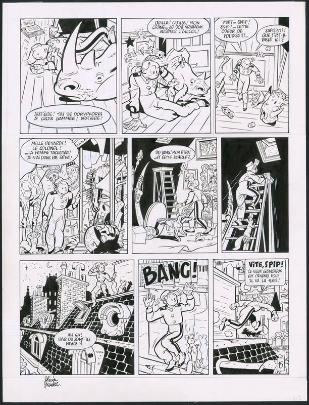 Olivier Schwartz, Yann, 2014-Spirou: la Femme Léopard (PL 15) - Planche originale