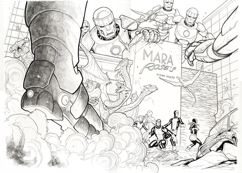 Frank Cho, X-Men: Battle of the Atom #1 pages 12 et 13 - Planche originale