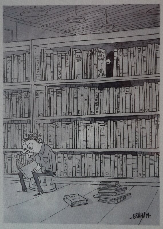 Graham Annable, Late night at the Library - Original Illustration