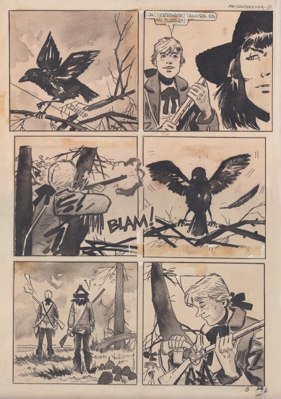 Hugo Pratt, Hector Oesterheld, Gisela Dester, Ticonderoga, Río Lobo 1, pag. 5 - Planche originale