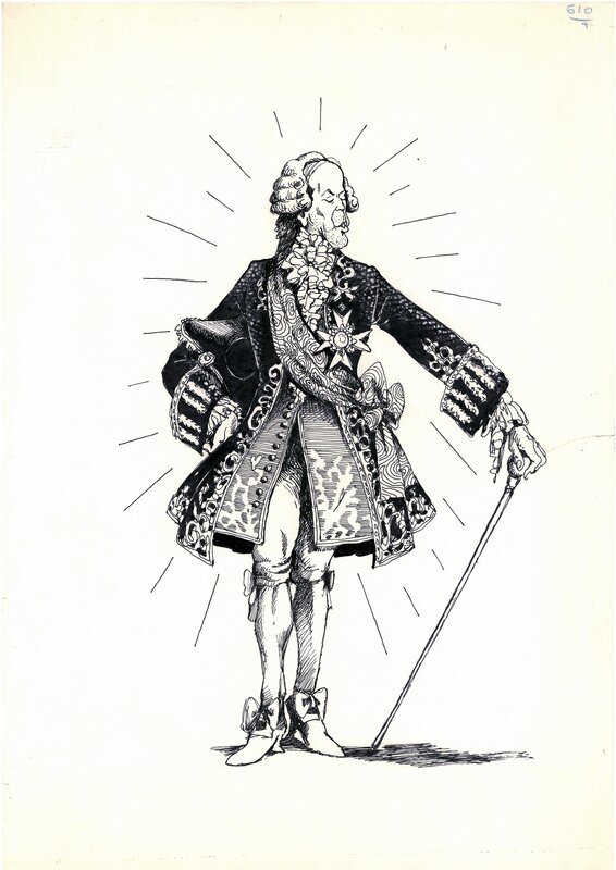 Claude Serre, Valéry Giscard D'Estaing - Original Illustration